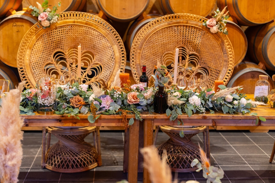 Décor de table des mariés terracotta - fleuriste blaye